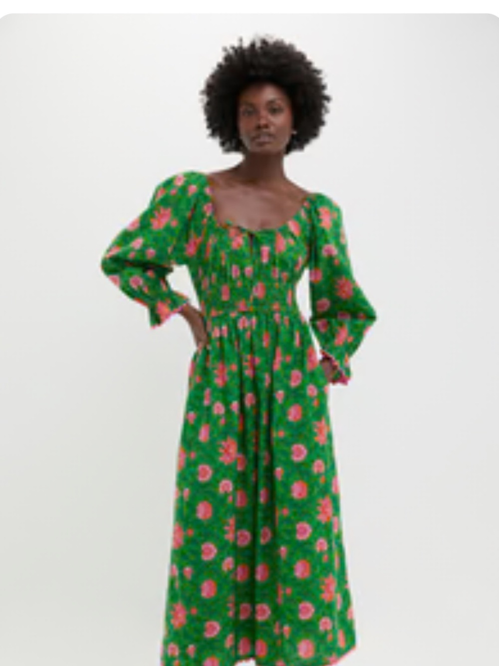 Tnuck Pink City Print Emerald Jungle MIDI Dress